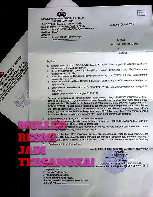 BSA_1933's tweet photo. Mamam anying! 

Muller bersaudara sudah resmi jadi tersangka dalam kasus sengketa tanah Dago Elos. 

#DagoElosNeverLose #DagoMelawan https://t.co/99XdLaapM5