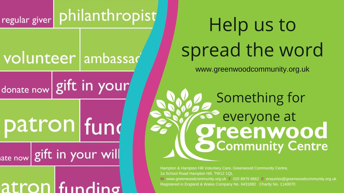 Greenwood Community Centre (@gcc_hamptonhill) on Twitter photo There are a variety of ways to help your local community. If you live in TW12 and seeking ways to volunteer or support a local charity, take a look at greenwoodcommunity.org.uk/supportus/ <a href="/RCVS_Richmond/">RichmondCVS</a> <a href="/LoveHamptonHill/">Love Hampton Hill</a> <a href="/RichmondComLink/">Community Engagement Team (Richmond Council)</a> There are a variety of ways to help your local community. If you live in TW12 and seeking ways to volunteer or support a local charity, take a look at greenwoodcommunity.org.uk/supportus/ <a href="/RCVS_Richmond/">RichmondCVS</a> <a href="/LoveHamptonHill/">Love Hampton Hill</a> <a href="/RichmondComLink/">Community Engagement Team (Richmond Council)</a>