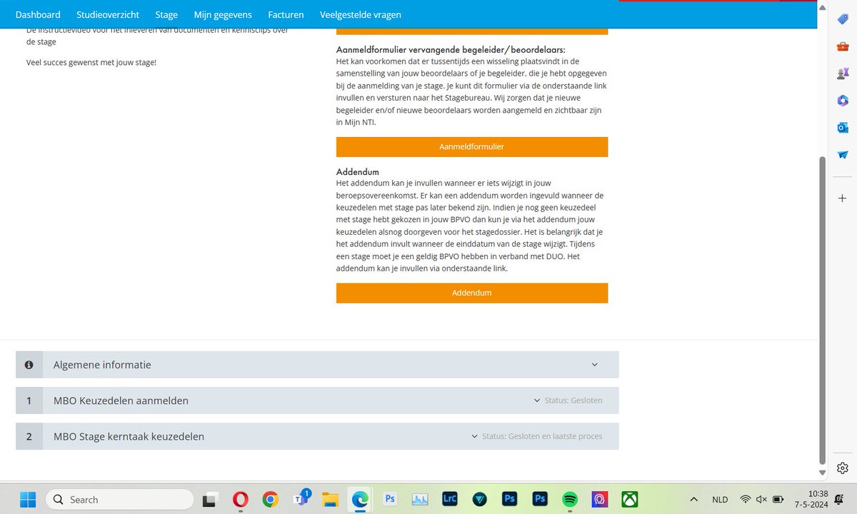 De stage voor de #Keuzedelen is nu officieel als 'afgerond' gemarkeerd door het NTI.

Hiephiep!
Aleen het CGI gesprek moet nog worden uitgevoerd voor dit keuzedeel : )