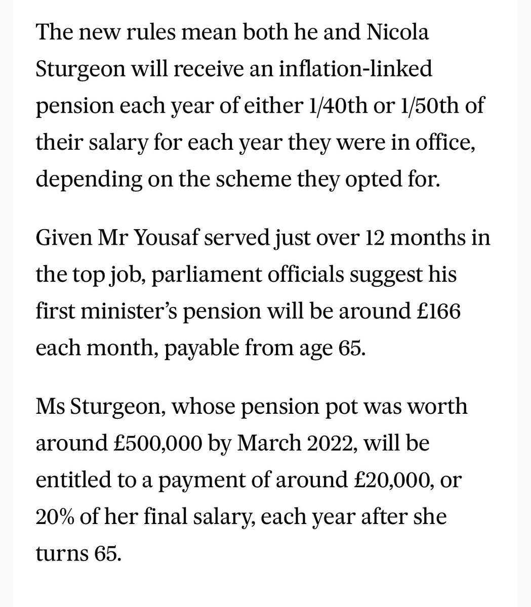 This strikes me as a remarkably stingy pension for the highest political office in Scotland