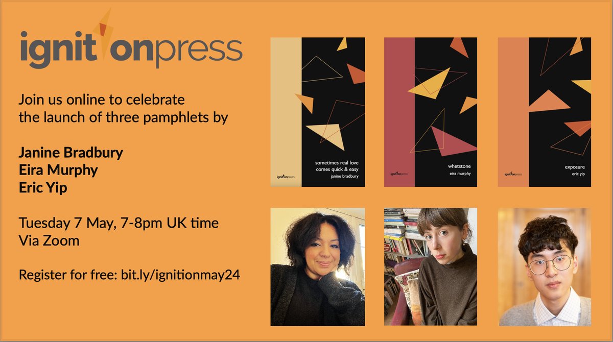 Tonight at 7pm UK time: it's our online launch for the fab new #ignitionpress pamphlets by @janinebradders, @metapheric & @Ambientrumbling. Join us by registering for free: brookes.zoom.us/webinar/regist…