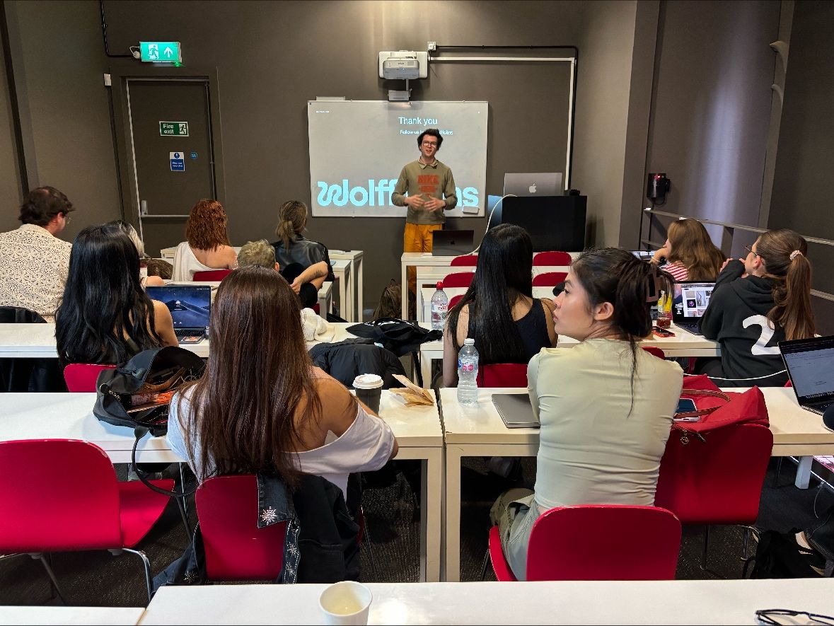 Last week, Junior Strategist Daniel Stettler was invited to speak at @marangonischool London to share with the BA Advertising students a behind the curtain look at life at Wolff Olins, our strategic processes and a peek into some of our latest projects. 👀 

#strategy