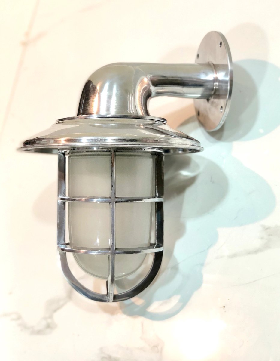 Excited share the latest addition my #etsy shop Newly Made of Aluminum Nautical Style Outdoor Design Bulkhead Wall Light with Shade & White Glass etsy.me/44v0HXY #silver #housewarming #christmas #metalworking #bedroom #midcentury #walllight #bulkheadlight #corridorlights