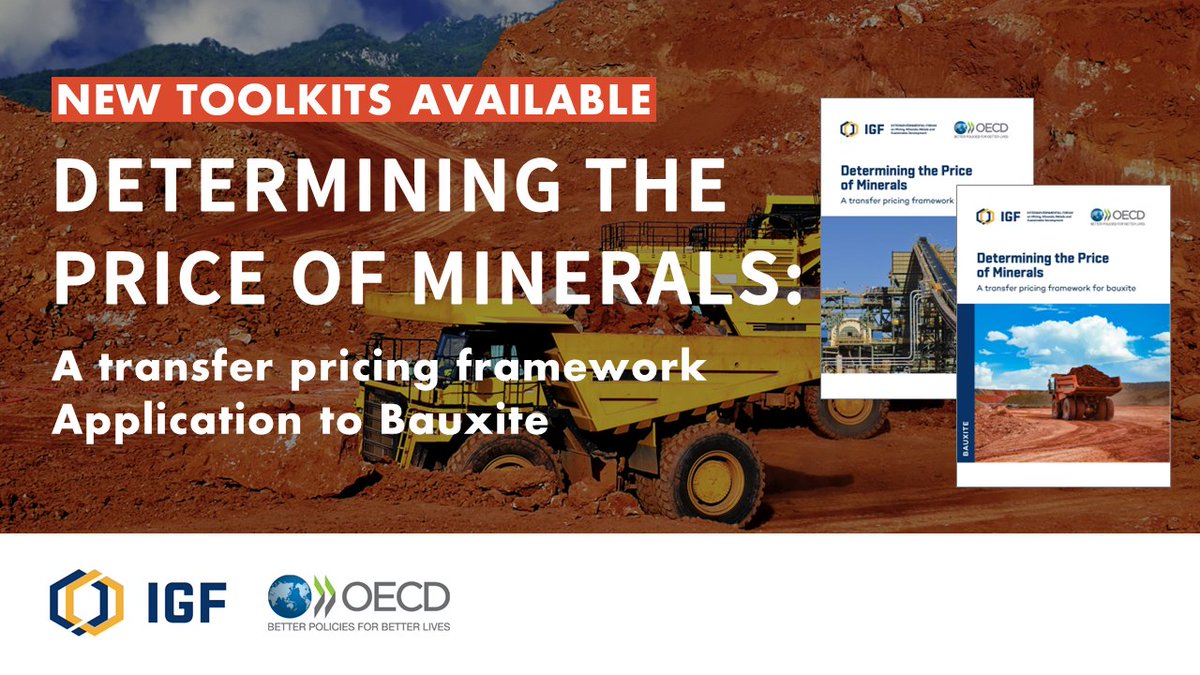 📢 In case you missed it!
#Tax administrations in resource-rich countries
➡️ @OECDtax and @IGFMining have released new toolkits on how to apply #transferpricing rules to the sale of mineral products. 

Find out more:
🔗  oe.cd/il/5hH
🔗  oe.cd/il/5hI