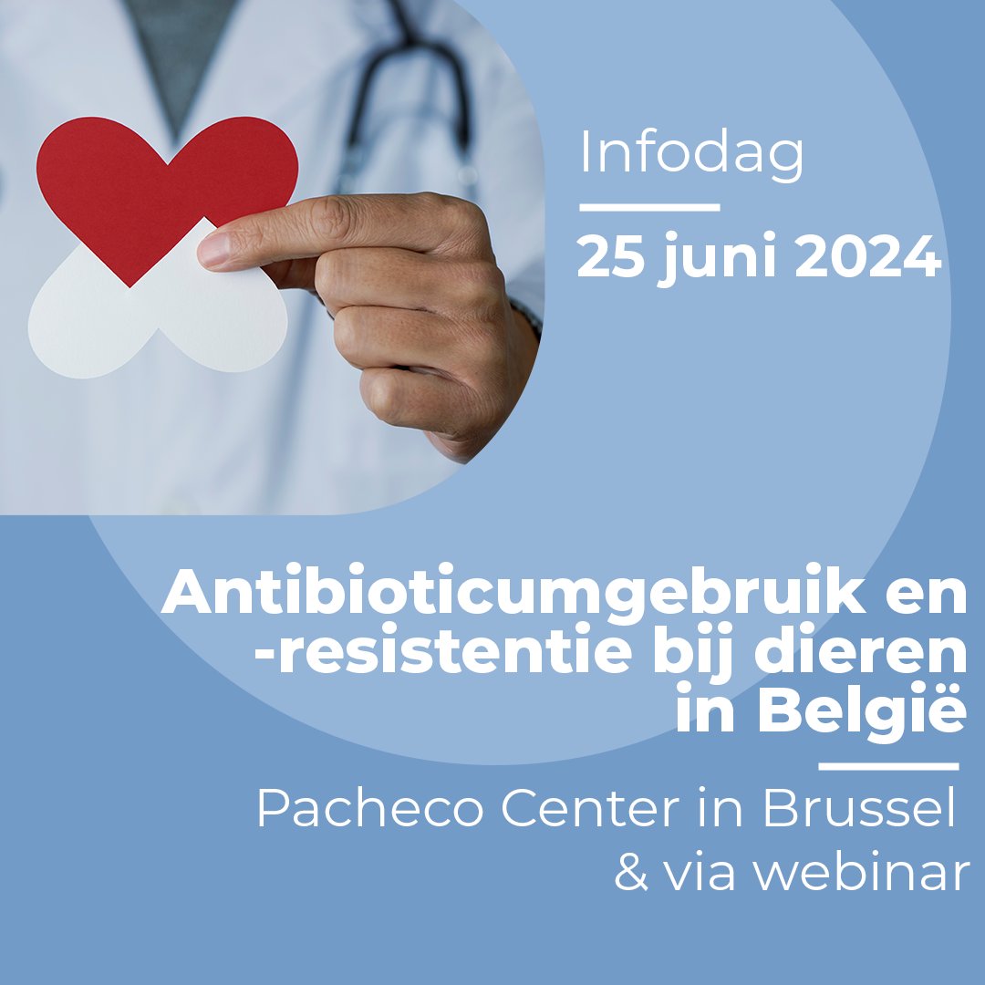📢 Infodag over antibioticumgebruik en -resistentie bij dieren in België 🗓️Dinsdag 25 juni 2024 in het Pacheco center in Brussel of via webinar 👉Meer informatie en inschrijven via fagg.be/nl/news/infoda…