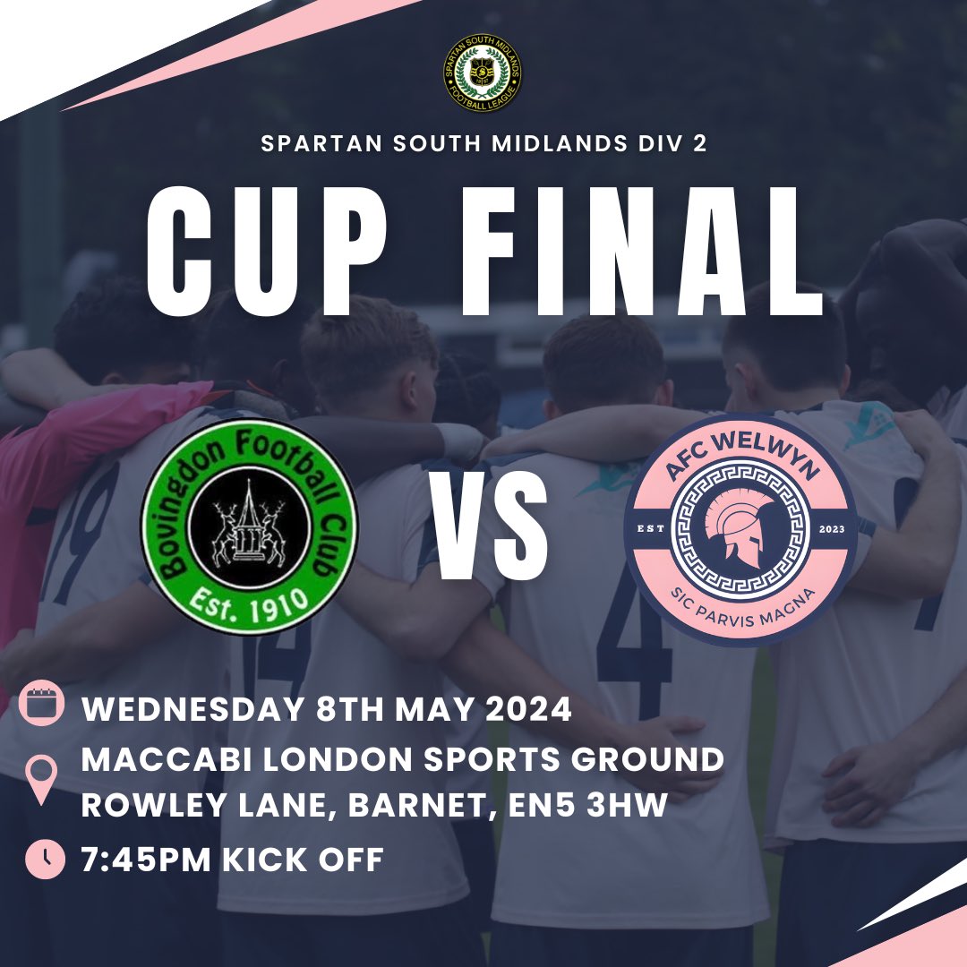 🏆C U P F I N A L🏆 🆚 @BovingdonFC 🗓️ Wednesday 8th May 2024 ⏰ 7:45PM Kick Off 🏟️ Maccabi London Sports Ground,Rowley Lane, Barnet, EN5 3HW 🎥 Live Stream on our YouTube Channel It’s The Roman’s 1st Cup Final…Can we do the DOUBLE? Come and support the boys and hopefully