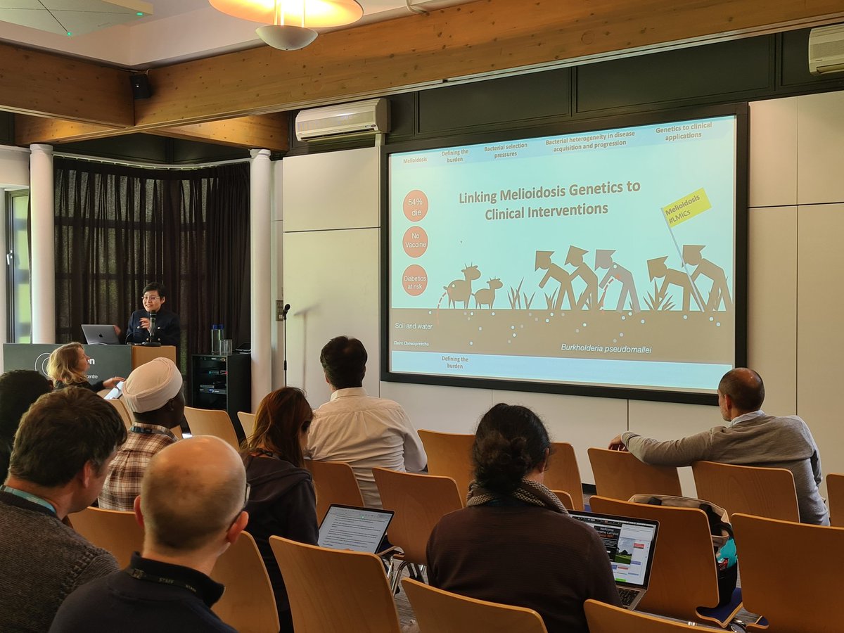 The first talk of the #internationalfellows retreat <a href="/sangerinstitute/">Wellcome Sanger Institute</a> is being given by <a href="/chewapreecha/">Claire Chewapreecha</a>, who is telling us about her efforts in Thailand 🇹🇭 to study #melioidosis, a neglected and underreported tropical disease