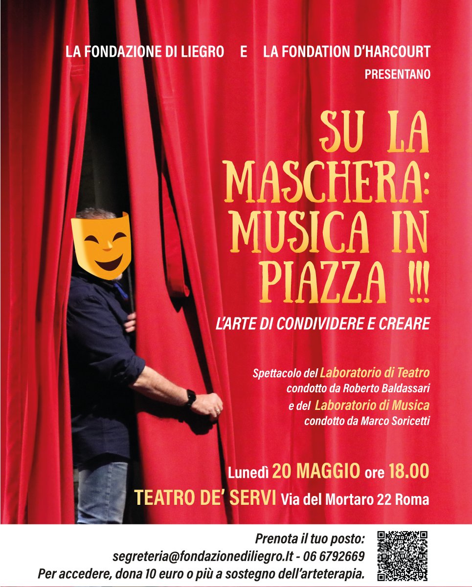 📅 20 MAGGIO ore 18.00 presso <a href="/TeatroServi/">Teatro de' Servi</a> in via del Mortaro 22, Roma.

💌 Prenotazione:  segreteria@fondazionediliegro.it - 06 6792669.

💖 Dona 10 euro o più a sostegno dell'arteterapia.

#Arteterapia #LaboratorioArtistico #Teatrodeservi #EventoRoma #FondazioneDiLiegro