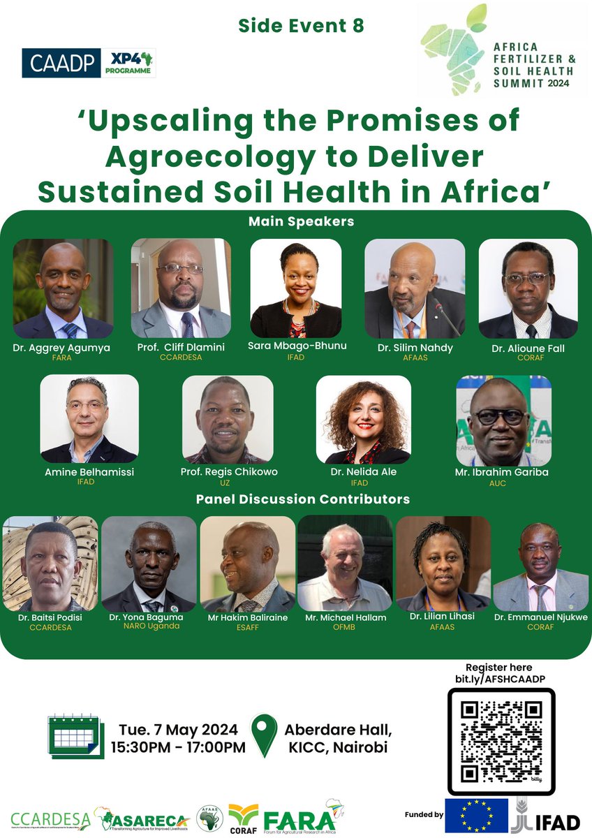 Participate in the #AFSH24 #CAADPXP4 Side Event 'Upscaling the Promises of Agroecology to Deliver Sustained Soil Health in Africa' later today at 3:30PM EAT, Nairobi via zoom here➡️ bit.ly/FARAAUCUSAIDse8

#Agroecology
