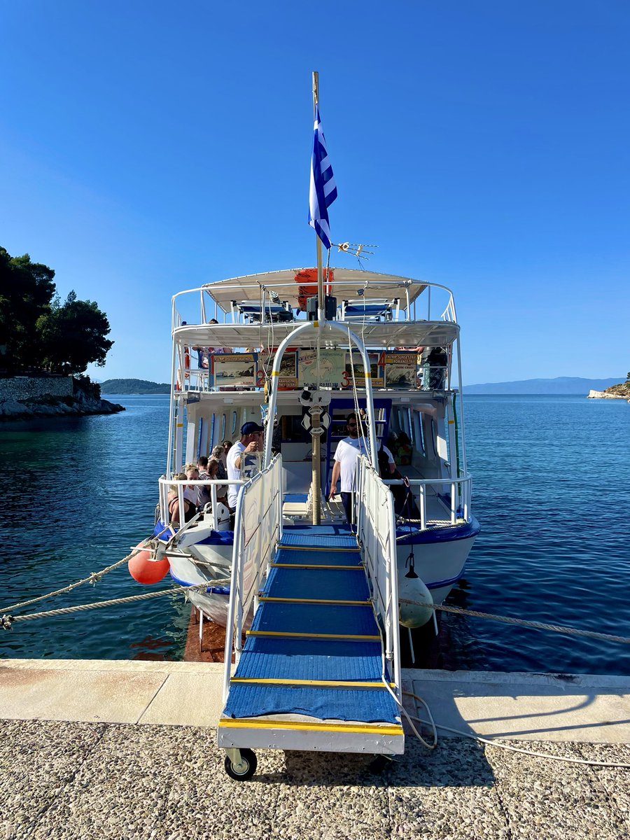When I’m not on a #cruise a full day boat trip is a must! I’m a Pisces ♓️ and water is 💯 my happy, happy place 😀 ‘All Aboard’ the sightseeing boat to #Skopelos to visit all the @mammamiamovie filming locations 🎥 Excited much! #boats #greece #BankHoliday #travel #views 🇬🇷💙