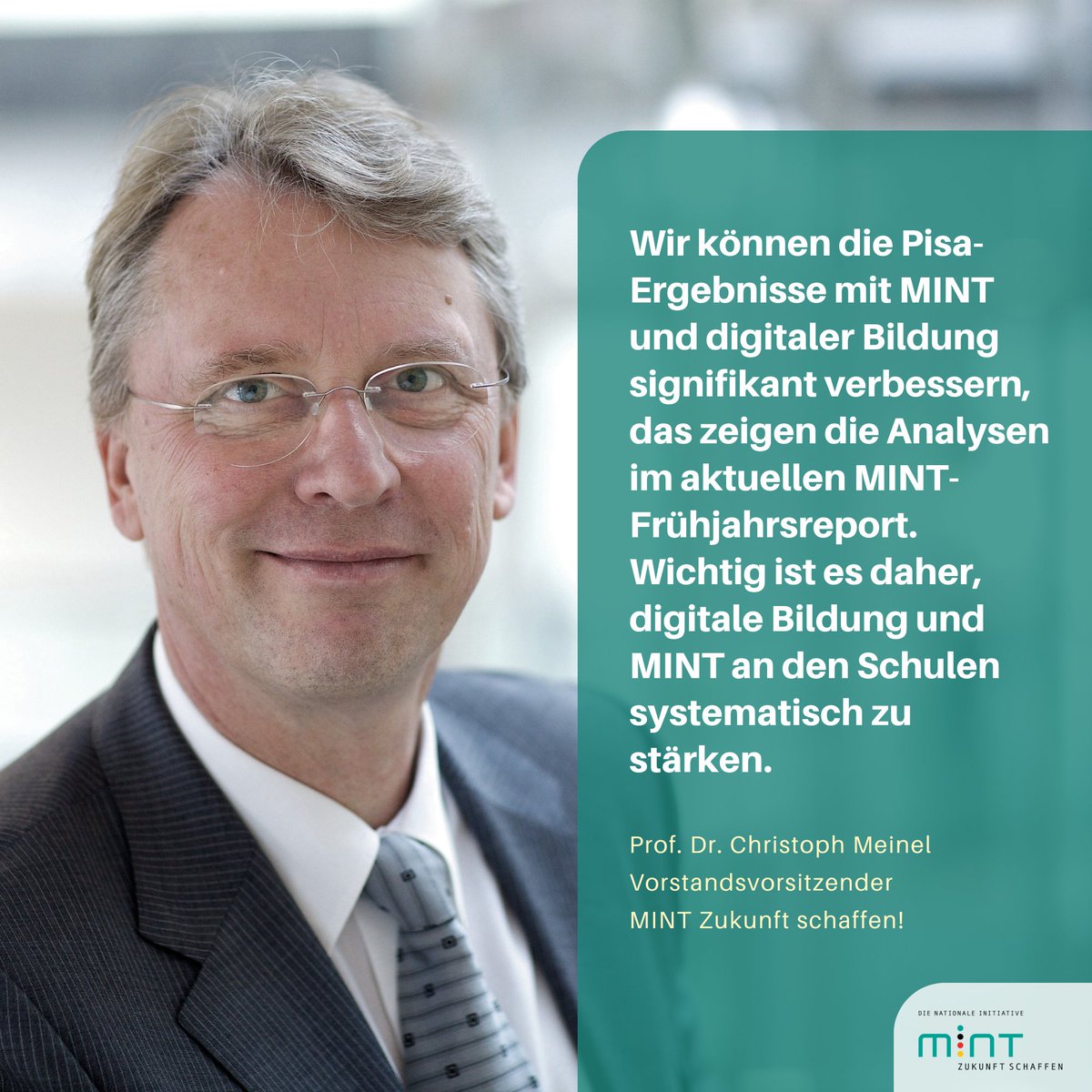 MINT-Frühjahrsreport 2024. Prof. Dr. Christoph Meinel, Vorstandsvorsitzender von MINT Zukunft schaffen dazu: 💡 #mintzukunftschaffen #mintfreundlicheschule #digitaleschule #mintmax