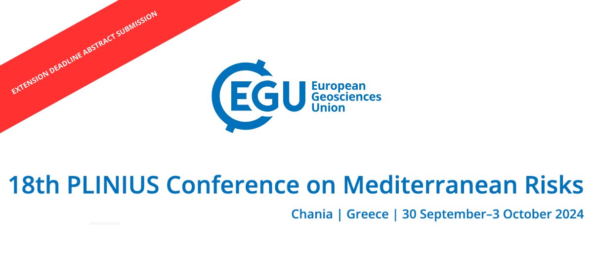 🗓️ The abstract submission deadline has been extended to 20 May 2024❗️ More info 👉🏻 meetings.copernicus.org/plinius18/home… @EuroGeosciences