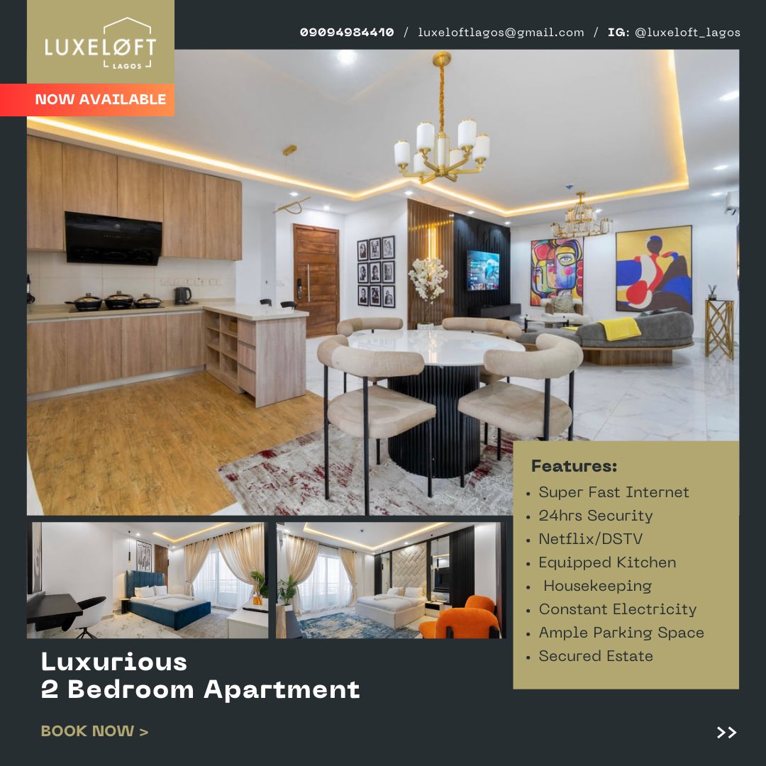 mis_funmi's tweet image. NEW NEW ‼️‼️
-
Need a home away from home? This right here is perfect for your stay !!
-
📍:  Lekki Phase 1

IG: @luxeloft_lagos

#shortletsinlagos #shortletsinilkeja #shortletsinajah #shortletsinlekki #airbnblekki #airbnblagos #Airbnb