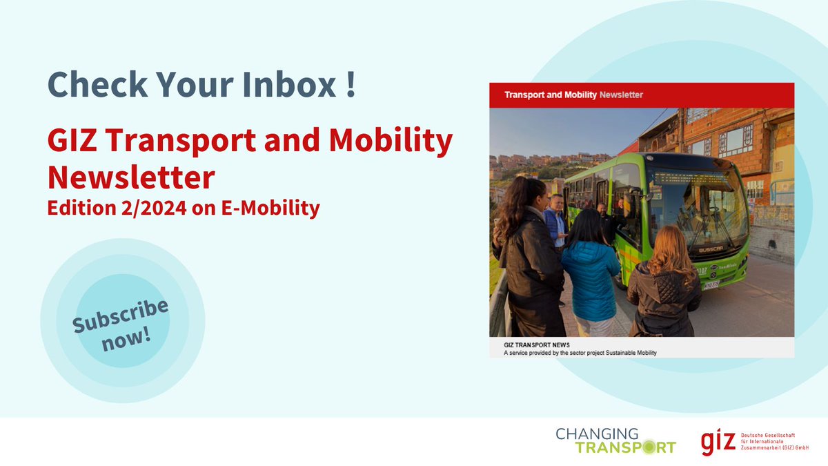 🌟 This latest GIZ Transport and Mobility newsletter is about e-mobility in all its forms! #emobility 🌐 Check your inbox for stories from around the world. Not subscribed yet? Sign up here ➡ bit.ly/3Qr0gr7