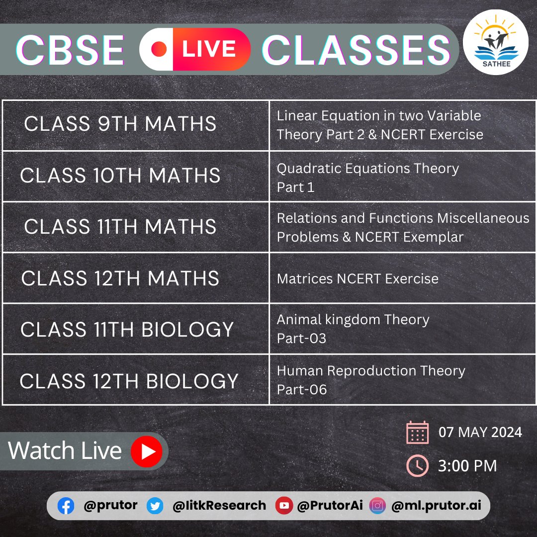Join live CBSE session with the experts !!
Timing - 3:00 pm
Link for live class - sathee.prutor.ai/live-sessions/…
#CBSE #NEET #JEE #science #liveclasses #sathee #tipsandtricks #sciencestudents #onlinelearning