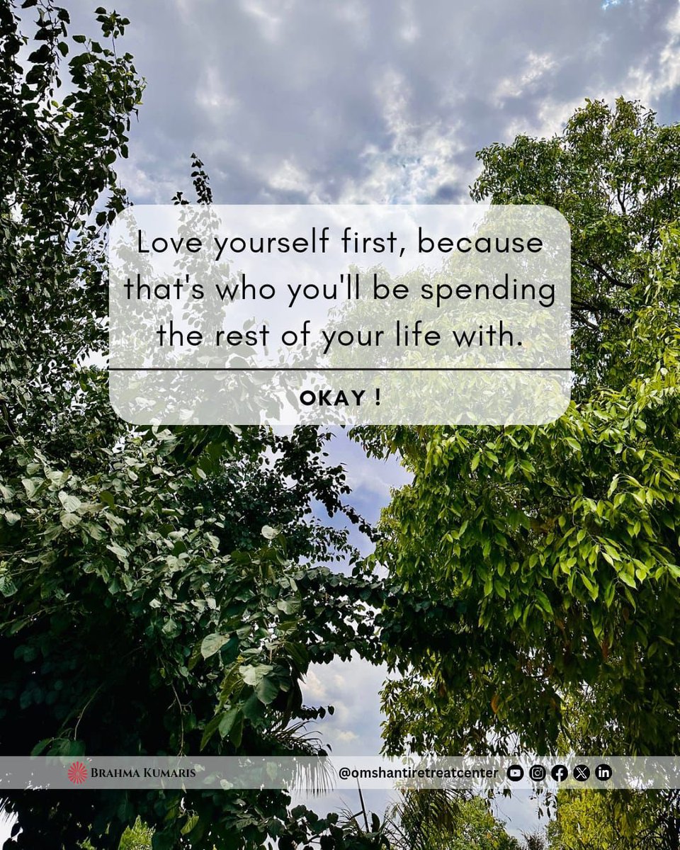 Embrace self-love: it's the ultimate lifelong relationship. 💖 Follow us @OMSHANTIRETREAT for daily wisdom! #LoveYourself #SelfLove #Mindfulness #omshanti #brahmakumaris #omshantiretreat