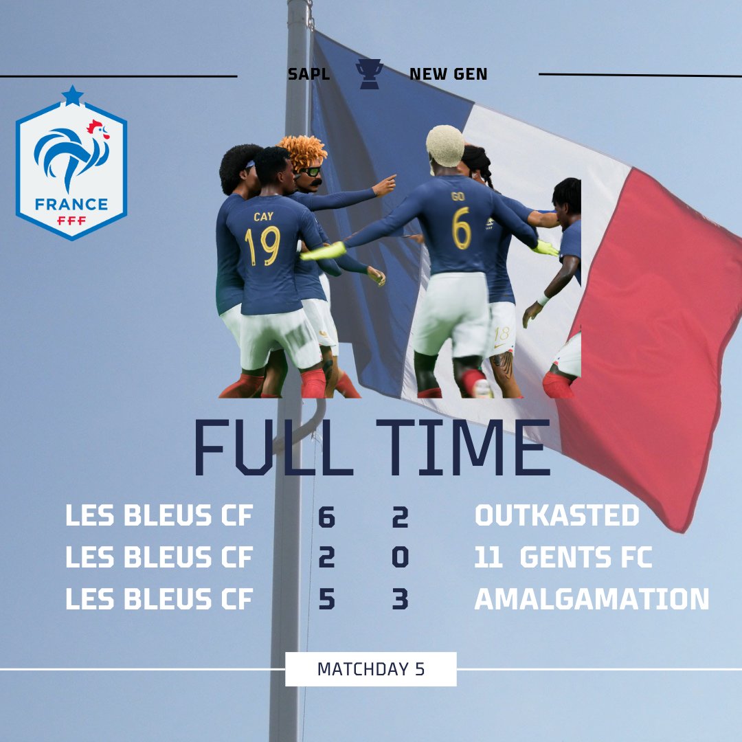 Oui x 3 for Les Bleus CF last night in the @SAProClub Championship + Cup. A top 3 clash with 11 Gents FC saw us come out as winners and push up to 2nd in the table. Our cup campaign is still on track after seeing off a stubborn Amalgamation side.

ALLEZ! 🇫🇷
