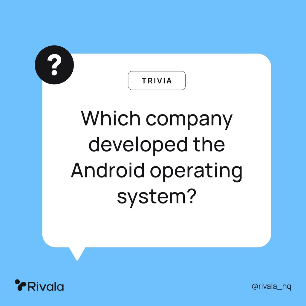 Clue: It’s one of the top 5 tech giants in the world.

Drop your answers below!

#Rivala #RivalaTrivia #TechTrivia #TechTalent