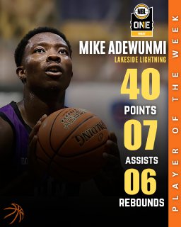 🏀🌟 Congratulations to Mike Adewunmi on being named the NBL1 West Player of the Week! 👟

Keep shining on the court! 👏

#NBL1 #PlayerOfTheWeek #PlayerOfTheGame #playersoftheweek #NBL1East #NBL1South #NBL1North #NBL1Central #NBL1West #BasketballExcellence #round #BasketballStars