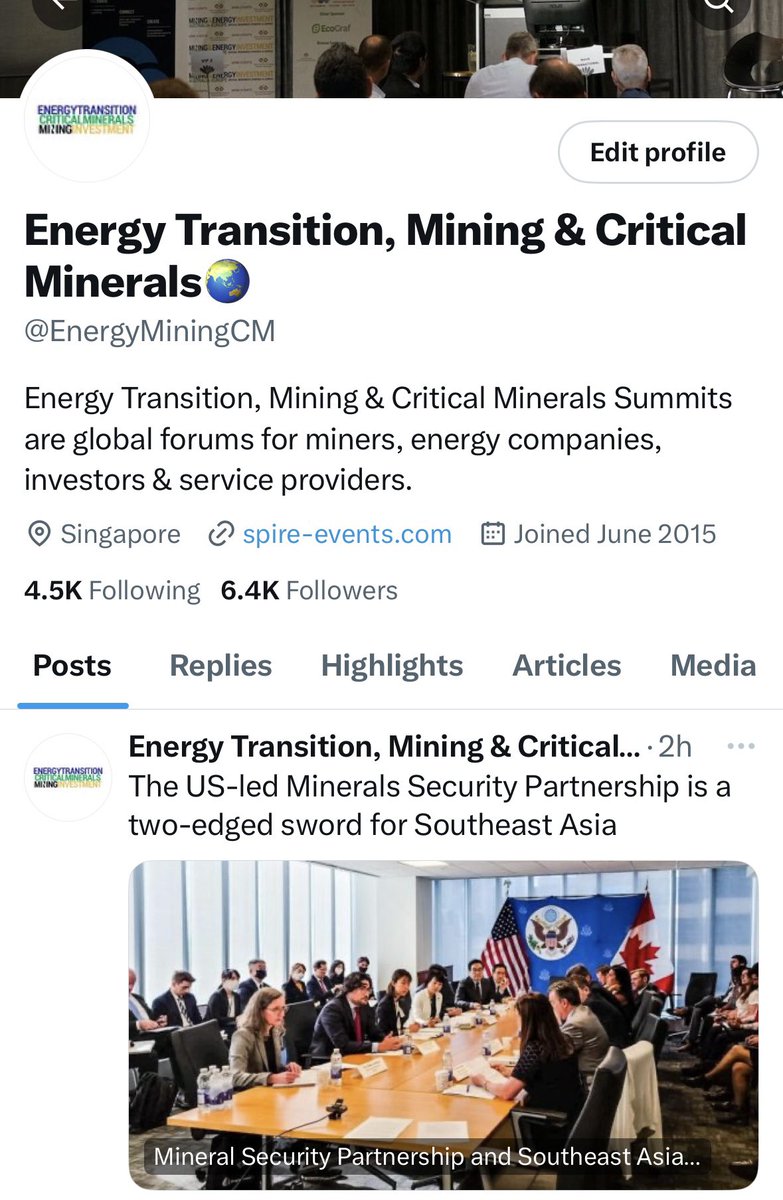 We have rebranded. Follow us <a href="/EnergyMiningCM/">Energy Transition, Critical Minerals & Mining🌏</a> 👇