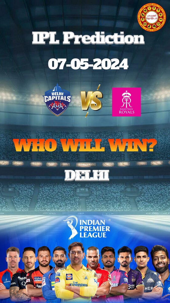 PJodhidam's tweet photo. Astrology Based IPL Prediction 07-05-2024
Today Match (DC VS RR )  DC WILL BE WIN THE MATCH #ipl2024 #DCvsRR #RishabhPant #SanjuSamson #ipl2024updates https://t.co/e2kKcxj8c1