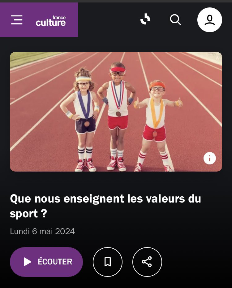 Que nous apprennent les valeurs du sport ?  On en a parlé dans l’excellente émission de @louisetourret « Être et savoir sur @franceculture L’occasion de revenir sur ce mythe des valeurs du sport, et envisager un autre modèle sportif et donc de société. 🎧 radiofrance.fr/franceculture/…