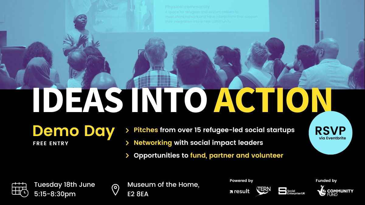 We're excited to host the Ideas Into Action Demo Day 2024 with <a href="/SocialEnt_UK/">Social Enterprise UK</a> and <a href="/ResultCIC/">Result</a> 

🎉 Celebrate the launch of over 15 refugee-led social startups

🗓️Tuesday 18 June, 5:15-8:30pm at <a href="/MuseumoftheHome/">Museum of the Home</a> 

Register your free place today - 

bit.ly/ideas-into-act…