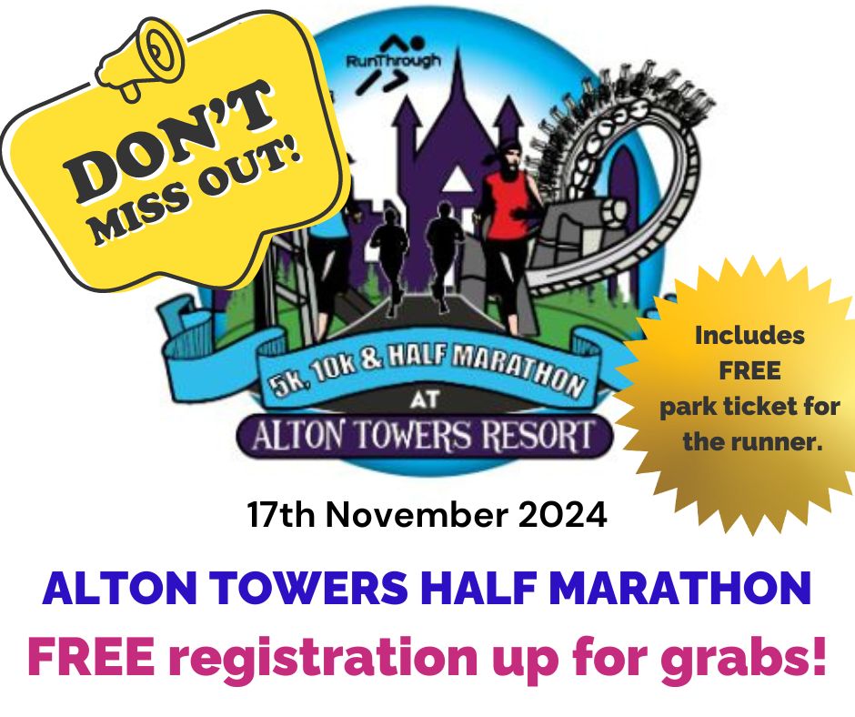 🌟 Don't miss out on the chance to run the Alton Towers Half Marathon for FREE and support a great cause! Limited spots available, secure your spot today! 🏃‍♂️🎢 #running #charity #AltonTowers