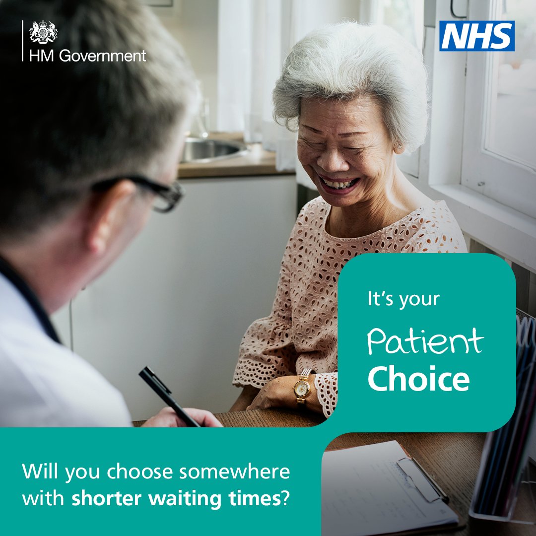 If your GP suggests you see a specialist, you can ask to be referred to a hospital with shorter waiting times. It's your Patient Choice. Read more 👇 orlo.uk/Patient_choice…