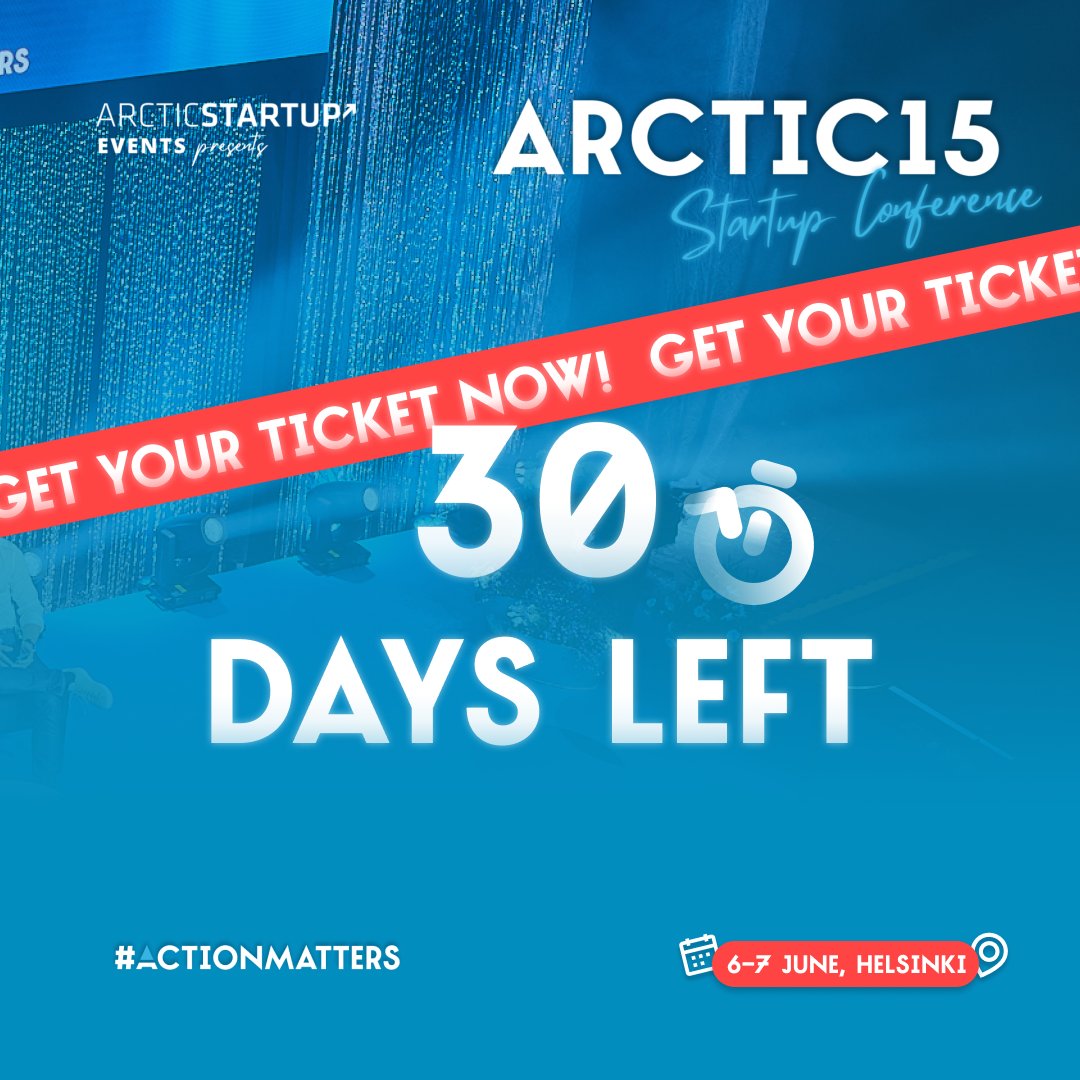 Chill out, startup enthusiasts! ❄️ Only 30 days until Arctic15! 
Get ready for top growth opportunities in a room full of the best connections in Northern Europe &amp; the best part - catering both days. 🤭
📍June 6-7, The Cable Factory 
 🎟️:arctic15.com/arctic15-helsi…
