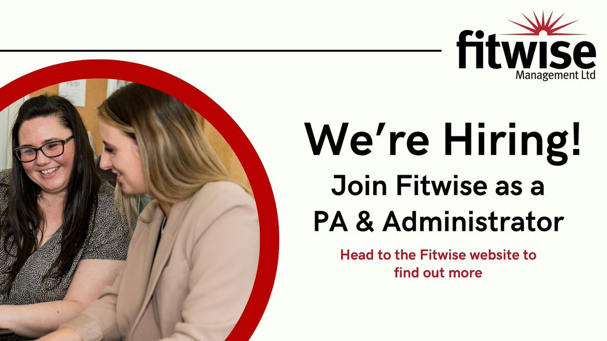 We're Hiring! We have an exciting opportunity for a PA & Administrator to join our client support services team on a fixed term contract. Head to the Fitwise website to find out more or apply through Indeed 👉🏼 buff.ly/3vUDE5P #Fitwise #PA #Administrator #Recruitment