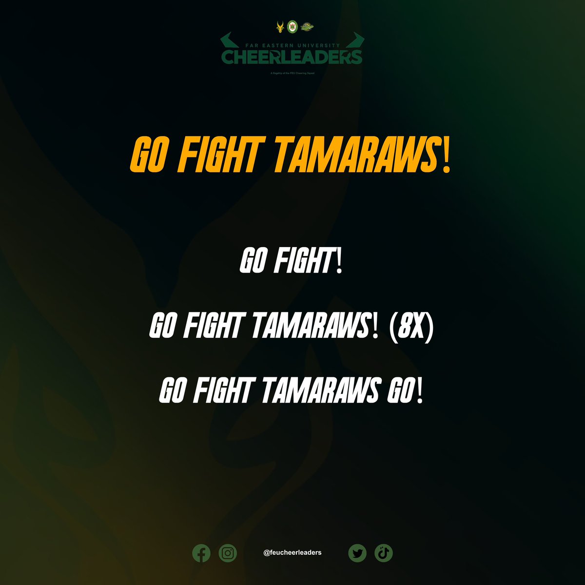 Horns up, Tamaraws! Let's cheer louder than ever as we dive into the #UAAPSeason86  Men’s and Women’s Volleyball Do or Die match! Know your cheers, and let's rally behind our teams towards victory!  🔰🏐

#FEUCheerleaders 
#IgnitedWithBravery 
#GoFEU #BeBrave 
#FEUHanggangDulo