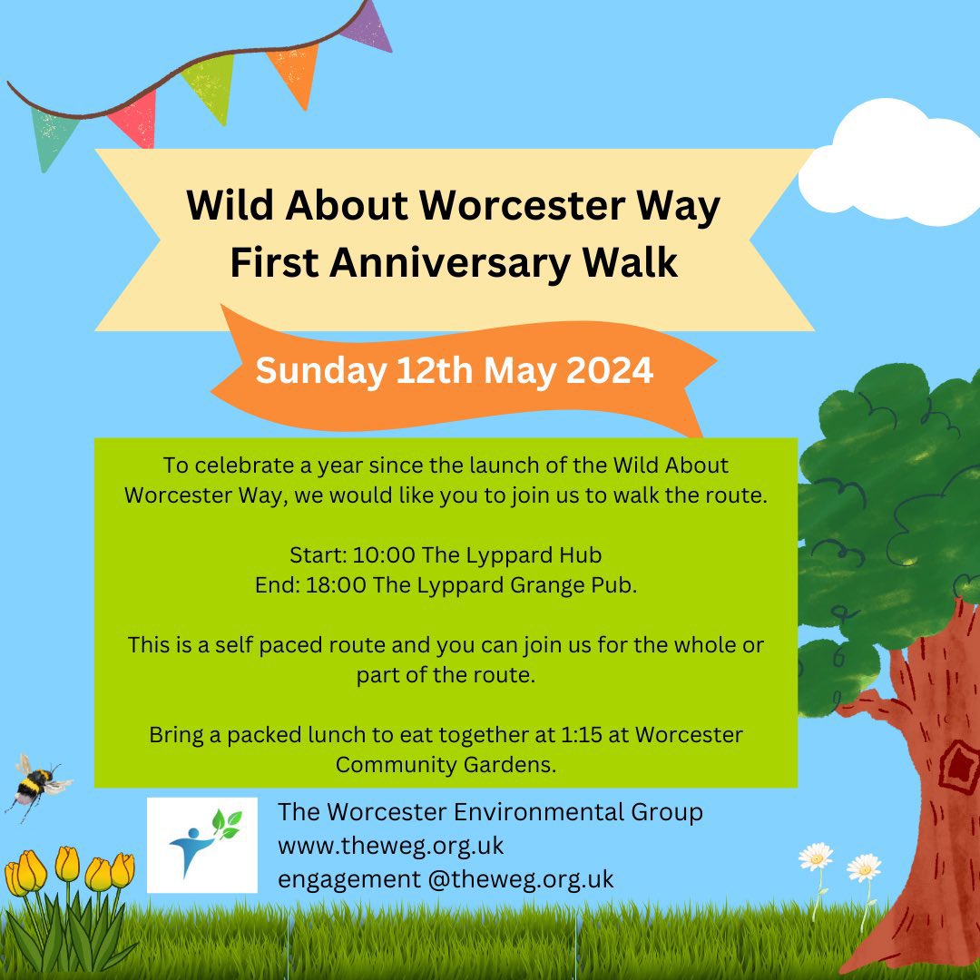 This Sunday @TheWEGWorcester are inviting as many people as possible to share the 1 year anniversary of The Wild About Worcester Way- come and join in! Explore that nature that can be found on our doorstep here in lovely Worcester