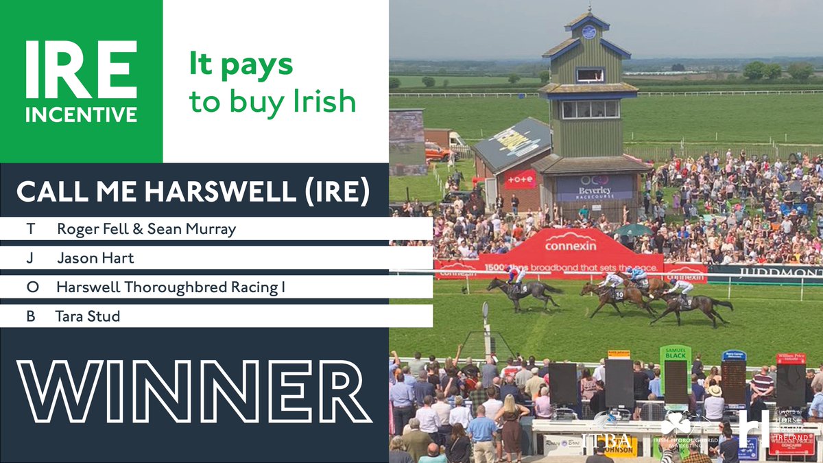 🟢 IRE INCENTIVE 🔵 🏆 Winner! 🏆 🏇 CALL ME HARSWELL (IRE) ℹ️ Juddmonte EBF Restricted Maiden Stakes 📍 @Beverley_Races €10,000 bonus to owner Harswell Thoroughbred Racing I to spend on Irish-breds at Irish sales #IREIncentive #ItPaysToBuyIrish @rogerfell22