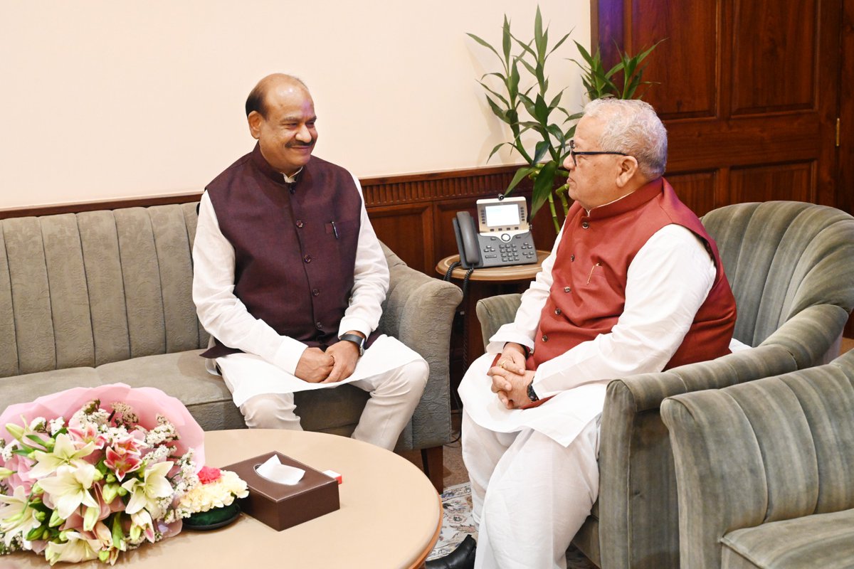 Governor, Rajasthan, Shri @KalrajMishra met @loksabhaspeaker Shri @ombirlakota in Parliament House, today.
