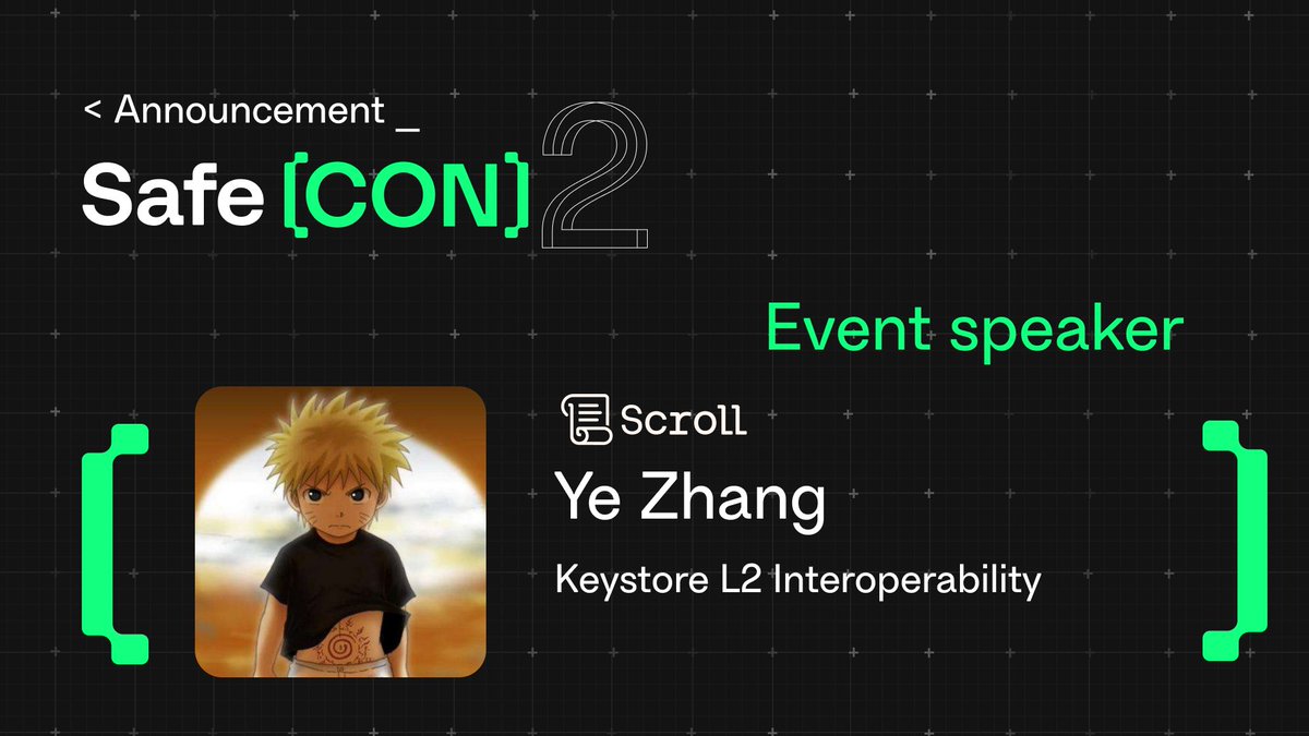 A warm welcome to speaker @yezhang1998 of @Scroll_ZKP on the main stage at Safe{Con}2! Co-founder Ye Zhang will share the latest developments in Keystore L2 Interoperability as a way to simplify user experience. Sign up here for May 23 in Berlin 👉 conf.safe.global