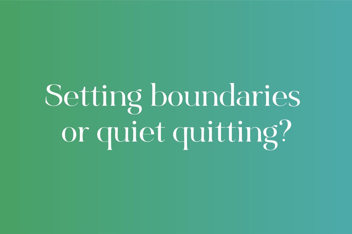 One of the ways we can address quiet quitting is by setting boundaries.  

We need to be setting boundaries at work so our people aren’t being pushed to the limit.

Read my latest blog post here > bit.ly/49qgIPS

#fullyconnected #quietquitting #workplaceboundaries