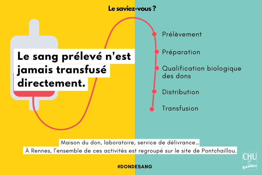 🔎 Le saviez-vous ? Le sang prélevé n'est jamais transfusé directement. Prélèvement, préparation, qualification biologique, distribution, contrôle… la poche de sang va suivre un parcours rigoureux et minutieux avant d’être transfusé au patient ➕ d'infos ow.ly/uI8K50MmkJo