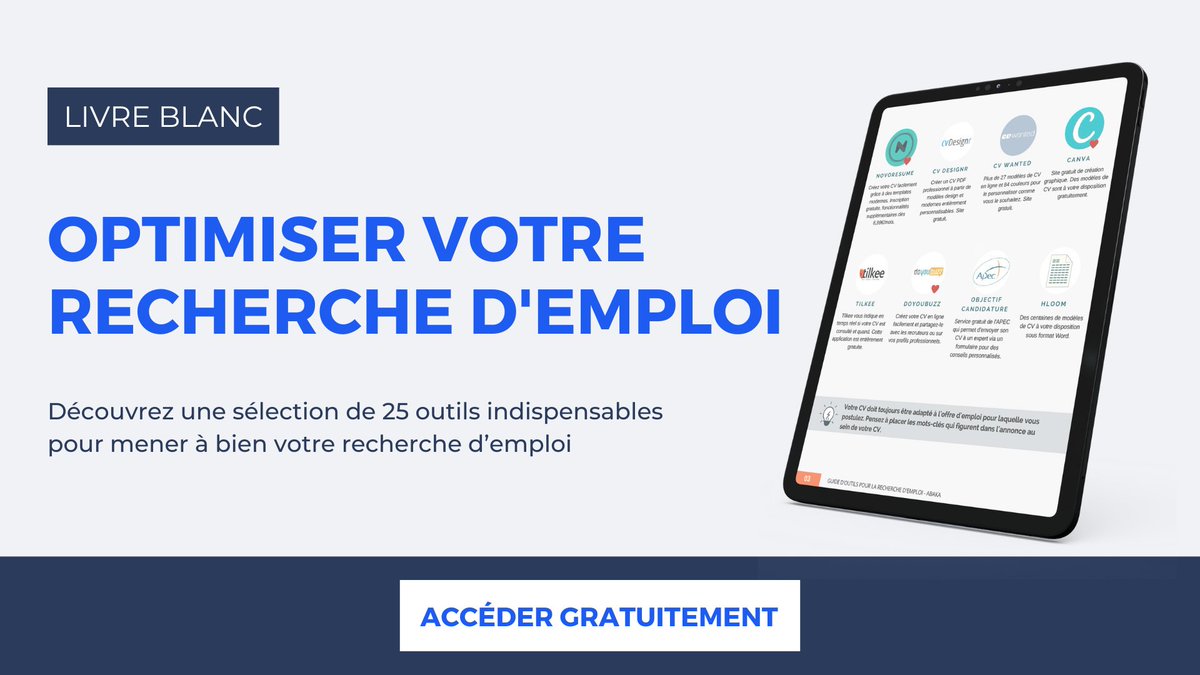 🔎 Vous êtes à la recherche d’une nouvelle opportunité professionnelle ? 

🚀 Découvrez dans notre livre blanc une sélection de 25 outils indispensables pour mener à bien votre recherche d’emploi.

➡️ bit.ly/3lynn7M