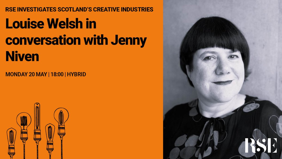 Watch @louisewelsh00 in conversation with @jennyniv director of @edbookfest in an evening exploring the nuances of genre, creative processess, & the influence of Scottish culture on their work. Book here for Monday 20 May, 18:00: rse.org.uk/whats-on/event…