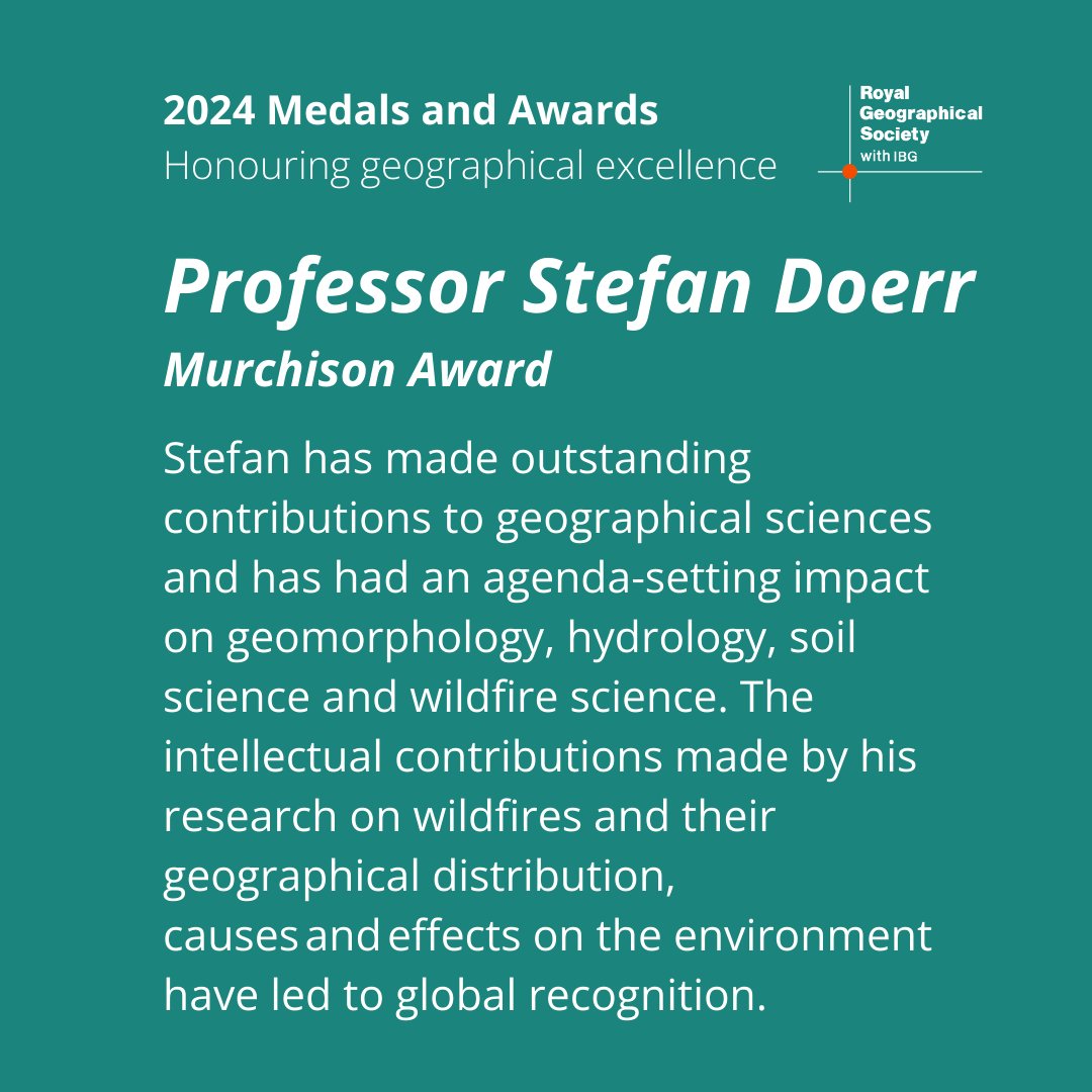 Congratulations to Professor Stefan Doerr (@doerr_s) on being awarded the Murchison Award for pioneering research influencing policy and management of environmental risks from wildfires.