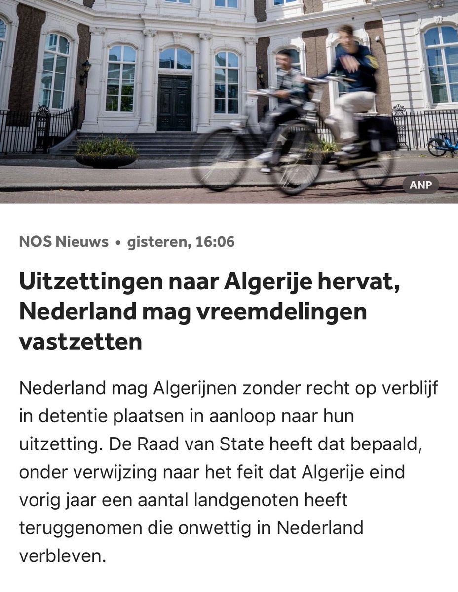 Groepen asielzoekers uit #Algerije zorgen voor de meeste overlast, terwijl ze vrijwel 0% kans maken op asiel. Daarom is het zeer positief dat Algerijnen weer gedwongen kunnen worden uitgezet en in de tussentijd vastgezet. Nu nog het aantal uitzettingen snel en flink omhoog!…