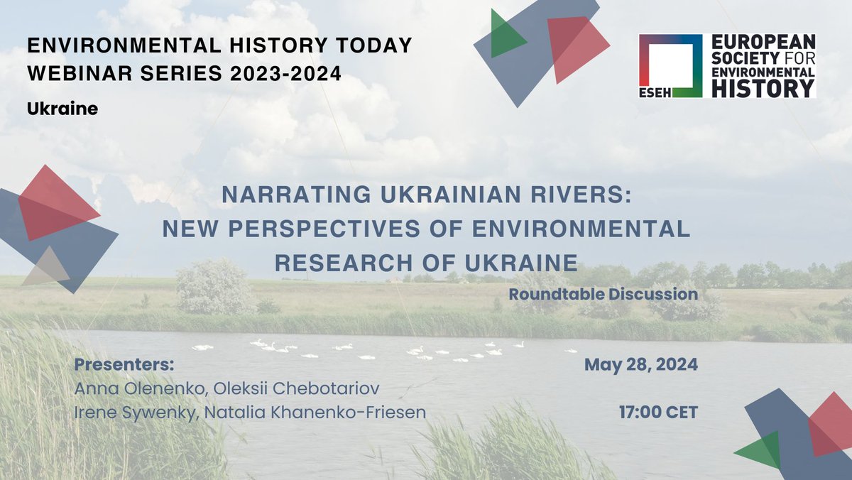 Register for the forthcoming online ESEH seminar on #envhist of Ukraine: 

unisg.zoom.us/meeting/regist…

#rivers #waterhistory #bluehumanities