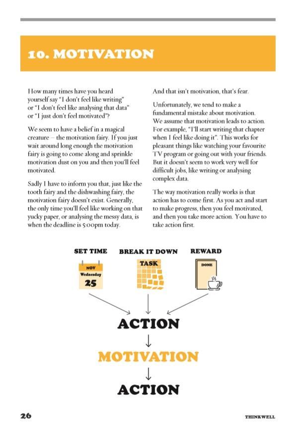 #StayWellinResearch 10. Motivation The way motivation really works is that action has to come first. As you act and start to make progress, then you feel motivated, and then you take more action. You have to take action first. From: 52 Ways to Stay Well. buff.ly/2RkaHPn
