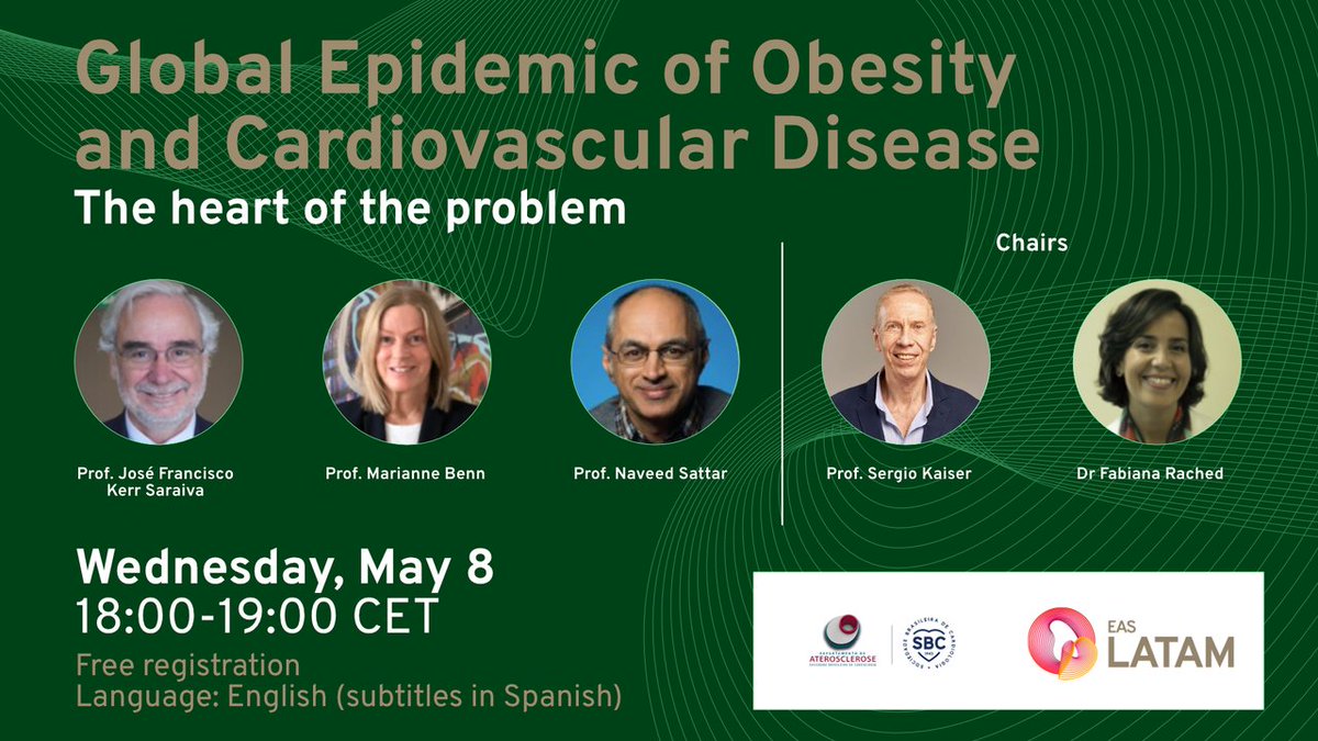 Preparing for #eascongress2024? ✍️Obesity burden from an epidemiological perspective ✍️Pathophysiological links between ectopic adiposity, heart and kidney diseases ✍️Therapeutic strategies to tackle this challenge. 📆May 8th, 18h ✍️Registration us02web.zoom.us/webinar/regist… #CardioX