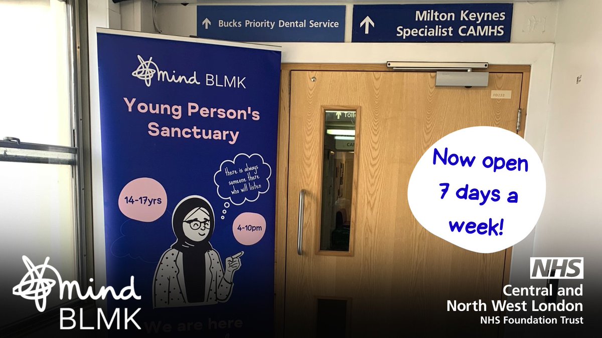 Our YPS in MK is open 365 days a year between 4pm - 10pm. It's available for anyone 14 - 17 years old who is struggling with their mental health. 📍 We are based at CAMHS Eaglestone Health Centre, Standing Way, Milton Keynes MK6 5AZ. 💙 #MindBLMK #MiltonKeynes #NHSCNWL