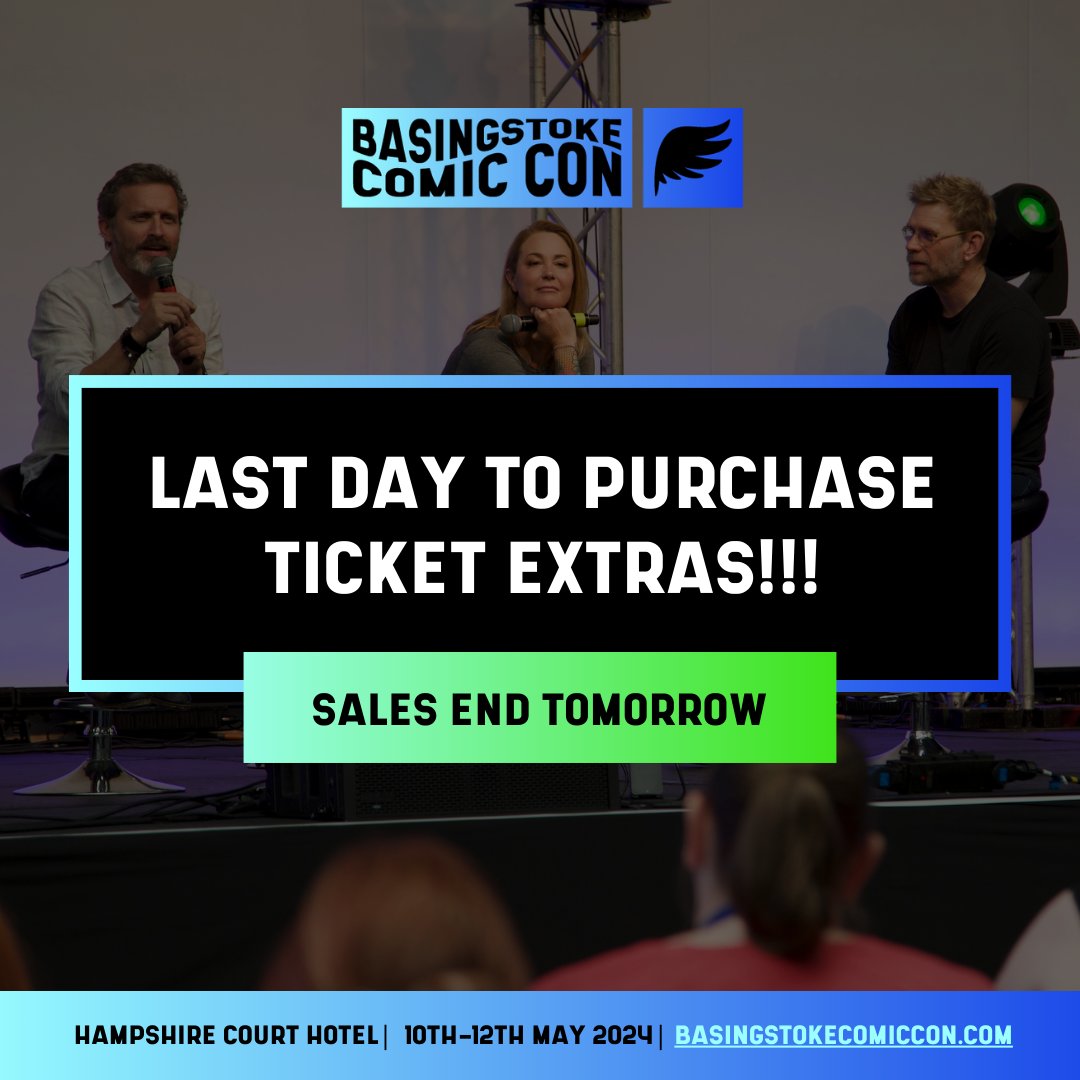 📢 LAST DAY TO PURCHASE TICKET EXTRAS 

Online sales close Wednesday 08th May first thing - so don't miss out, get yours secured now!

👉🏼 bit.ly/3uiAEVV 

#finalcountdown #comicconuk #comiccon2024