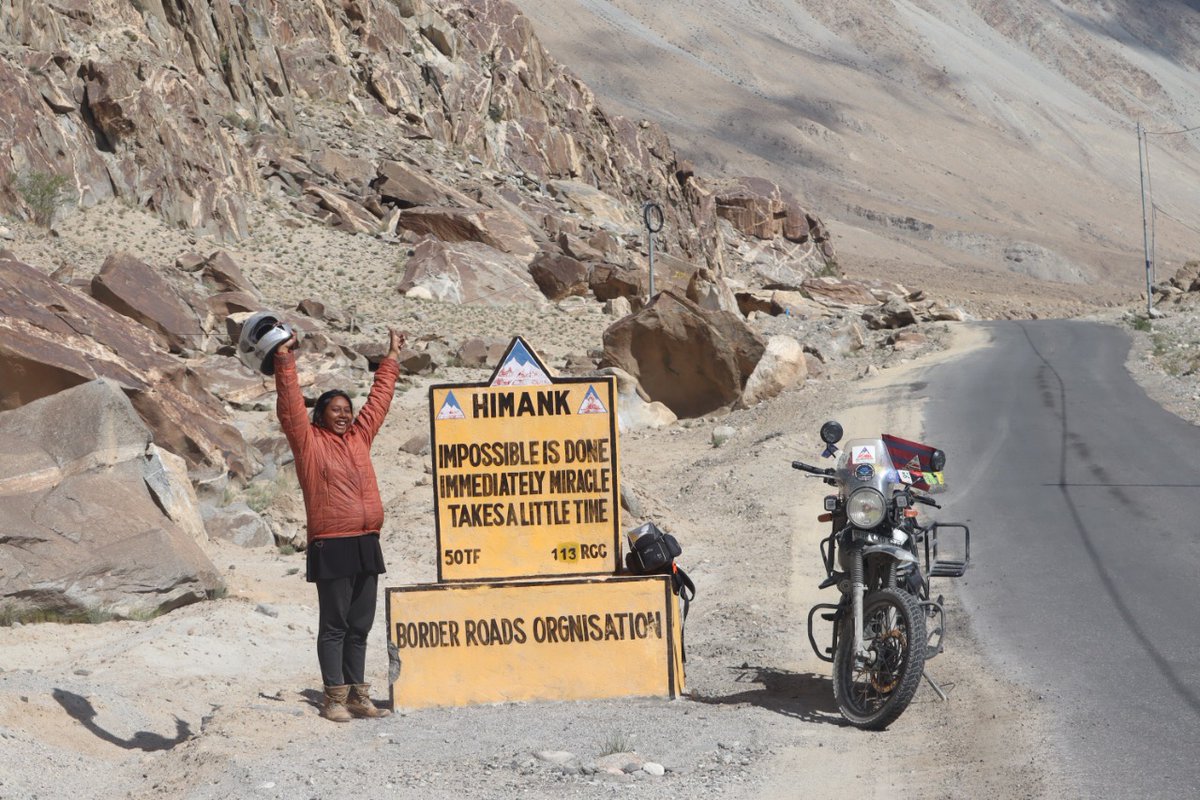 BikerGirlkancha's tweet image. Impossible is done. 
Immediately miracles take a little time. #BorderRoads