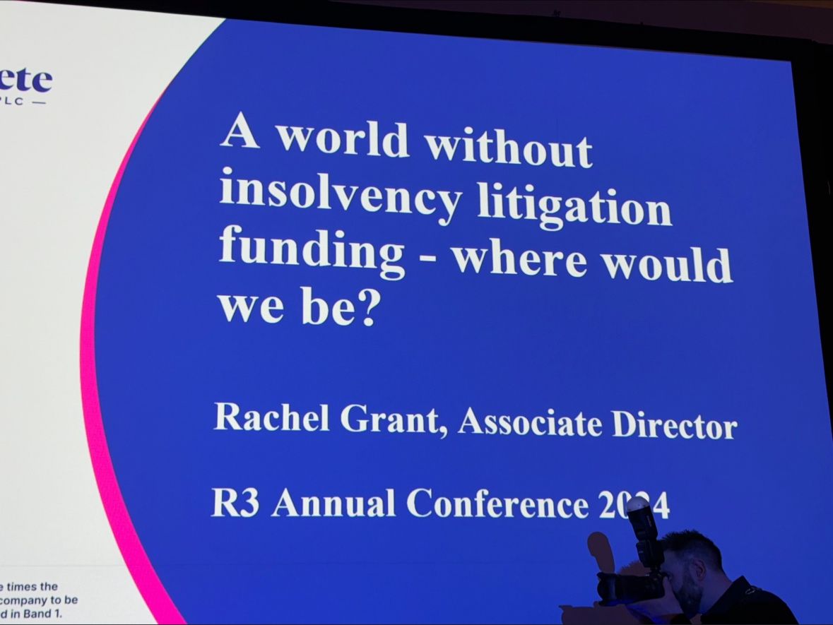Imagine a world with no litigation funding. This was the question posed by Rachel Grant at the R3 Association of Business Recovery Professionals annual conference. #insolvency @R3PressOffice