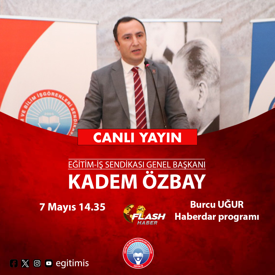 Genel Başkanımız Kadem Özbay, 🗓️bugün (7 Mayıs Salı) ⏲️saat 14.35’te 📺Flash Haber Tv’de yayınlanacak Haberdar programında gazeteci Burcu UĞUR’un canlı yayın konuğu olacaktır. @kademozbay_ @flashhabertvcom @_BurcuUgur_